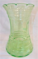 Green Glass Vase With Incised Design