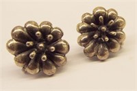 Pair Off Sterling Silver Flower Earrings