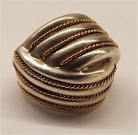 Sterling Silver And 14k Gold Ring