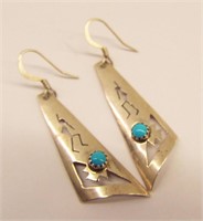 Pair Of Sterling Silver And Turquoise Earrings