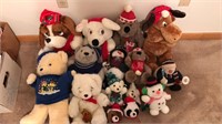 A lot of holiday stuffed animals