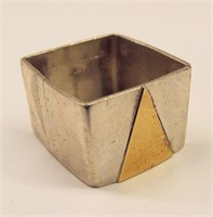 Square Sterling Silver Ring With 14k Gold Triangle