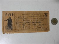 Billet 5$ 1862