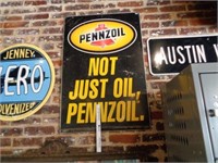 Metal PENNZOIL Sign - Double Sided