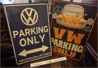 2 Embossed Metal VW Signs