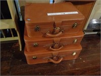 3 Piece Vintage Leather Suitcases