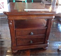 Leather Top End Table with 2 Drawers
