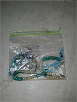 Plastic bags with jewelry turquoise