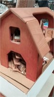 wooden cabin doll house and contents