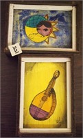 2 Hand Painted Wooden Wall Hangers