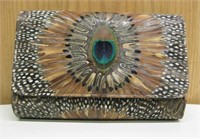 Vintage Comeco Peacock Feather Clutch Purse
