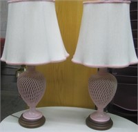 Lot of 2 Pink Ceramic Lamps