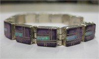 Opal & Sugilite Sterling Silver Bracelet