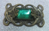 Vintage Brooch with Green Stone