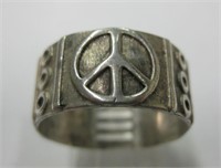 Vintage 1970's Sterling Silver Peace Symbol Ring