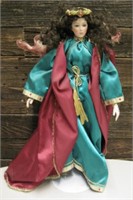 20" Tall Porcelain Doll On Stand