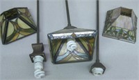 Lot of 3 Dropped Ceiling Stained Glass Lamps