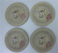 Lot of 4 Hand Painted Hummingbird Coasters