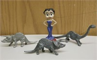 4 Pewter Figurines - Betty Boop & Dinosaurs