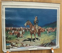 Large Vintage Wall Calendar Art - "Night Rider"