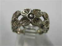 Sterling Silver Floral Ring Band