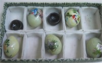 Lot of 5 Green Jade Hand Painted Eggs