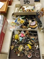Many costume rings - barrettes - asst. jewelry