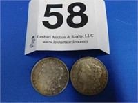 Two 1921 (S & D) Morgan silver dollars