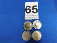Four 1964 silver Kennedy halves (2 D & 2 P)