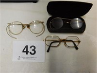 Three pair old eye glasses, 2 are gold filled