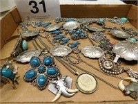 Silvertone and turquoise color jewelry