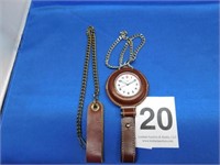 Swiss Army leather cased pocket watch - leather