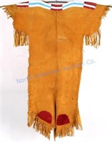 Northern Plains Beaded Indian Tanned Leather Dress