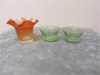 Collector Glass: Vaseline Dishes, 3pc Lot