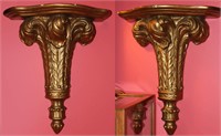 A PAIR OF PRINCE OF WALES'S FEATHERS WALL SHELVES