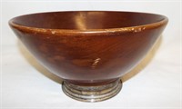 Hand Turned Mahogany Bowl With Sterling Base