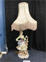 NUOVA CAPODIMONTE FIGURAL LAMP OF A FRENCH WOMAN