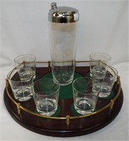 Cut Glass Cocktail Set With Tray