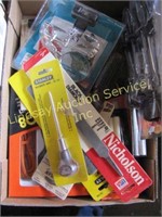1 box tools some new: glue gun, files,