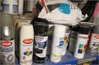 Metal shelf w/ contents: 30x12x51, spray paint &