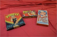 3 Vintage Popeye Games in Boxes