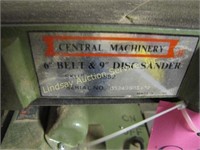 Central machinery 6" belt & 9" disc sander w/