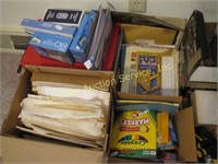 2 cardboard sorter boxes & group of misc office