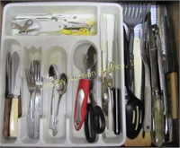 2 drawers w/ kitchen flatware, utensiles, tools &
