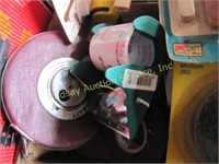 Flat of misc: flashlight, emery bds, tape measure,