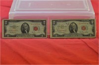 (2) 1953 Red Seal $2 Notes