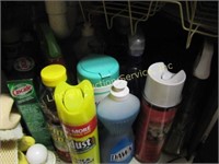 Group cleaning supplies under sink