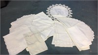 Lot of various vintage white table linens and