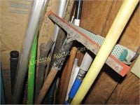 1 group 12+pcs: H.H tools, brooms, ext poles,