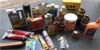 Large lot of cleaners, paint thinners, caulking,